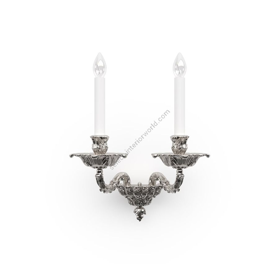 Luxuriöse Wandleuchte / Historisches Design / Poliertes Nickel endfertigung / Zwei Kerzen