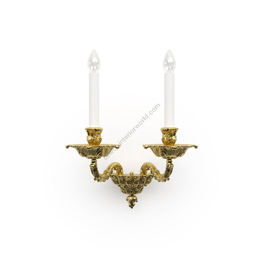 Luxuriöse Wandleuchte / Historisches Design / Poliertes Messing endfertigung / Zwei Kerzen