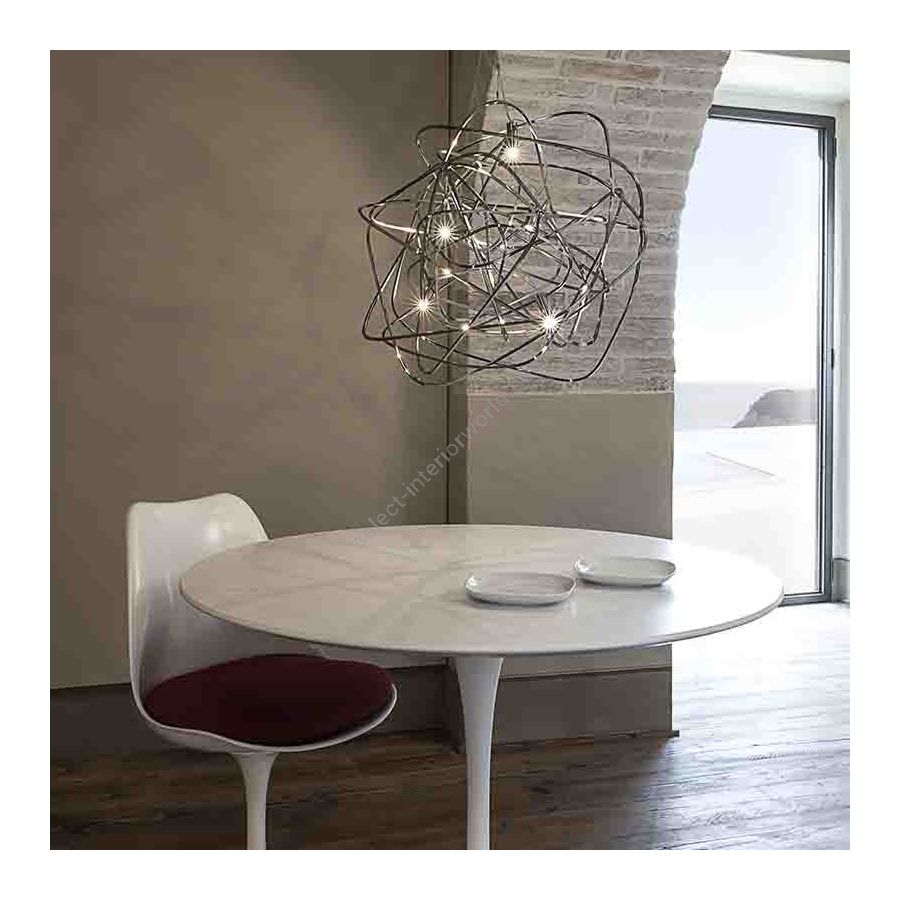 Nickel finish / cm.: 200 (H1/50+H2/150) x 50 x 50 / inch.: 78.74" (H1/19.68+H2/59.05) x 19.68" x 19.68"