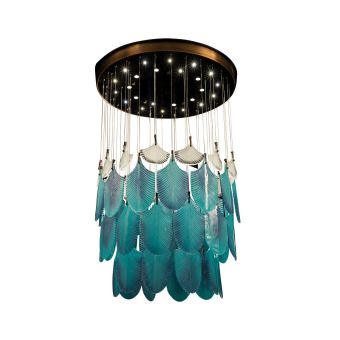 Mariner / Pendlar & Takpendlar / Metallic structure & Blue venetian glass 20202.0