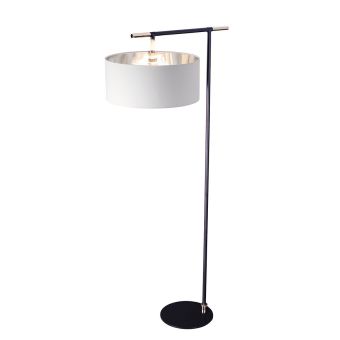Elstead Lighting / Floor Lamps / Balance 1 Light Floor Lamp - Black / Polished Nickel with White Shade