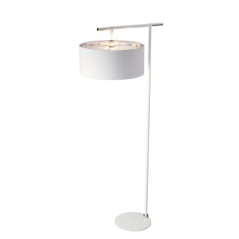 Elstead Lighting / Floor Lamps / Balance 1 Light Floor Lamp - White / Polished Nickel with White Shade