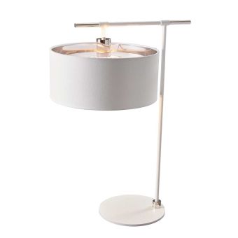 Elstead Lighting / Table Lamps / Balance 1 Light Table Lamp - White / Polished Nickel with White Shade