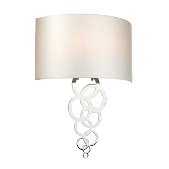 Elstead Lighting / Wall Lights / Curtis Large 2 Polished Chrome with Ivory Faux Silk Shade