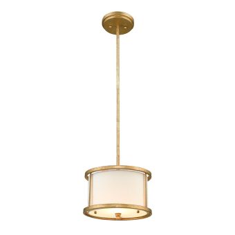 Elstead Lighting / Pendant Lights / Lemuria 1 Duo-Mount Mini Distressed Gold & Ivory Shade
