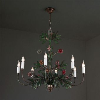 Officina Ciani / Chandeliers / in Hammered Iron with Flowers HL1077CH-8 Vaso fiorito