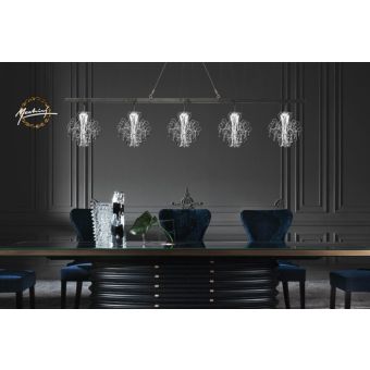 Mechini / Chandeliers / Wrought Iron with Clear Bohemian Crystal L-Corda/5 Line