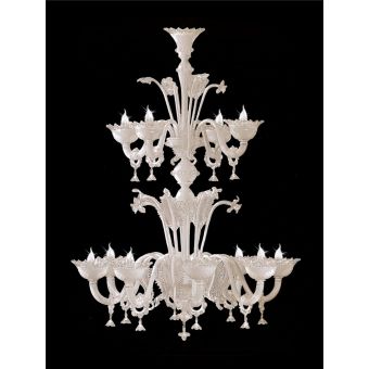 Italian Luxury Lighting / Chandeliers / Venetian Glass White 12-Light V7437 012
