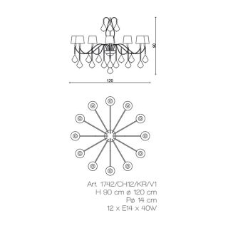 Il Paralume Marina / Chandelier / 1742/CH12/KR/V1