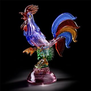 Italian Luxury Lighting / Animal Sculptures / Rooster Multicolor in Murano Glass 5484 1 COL