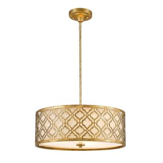 Elstead Lighting / Pendant Lights / Arabella 3 Light Duo-Mount Large Pendant - Distressed Gold, Ivory Shade