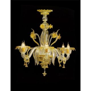 Italian Luxury Lighting / Chandeliers / Venetian Glass Amber 6-Light V6823 006