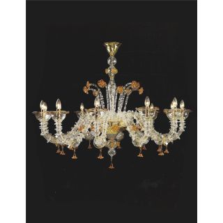Italian Luxury Lighting / Chandeliers / Venetian Glass Amber 12-Light V7982 012