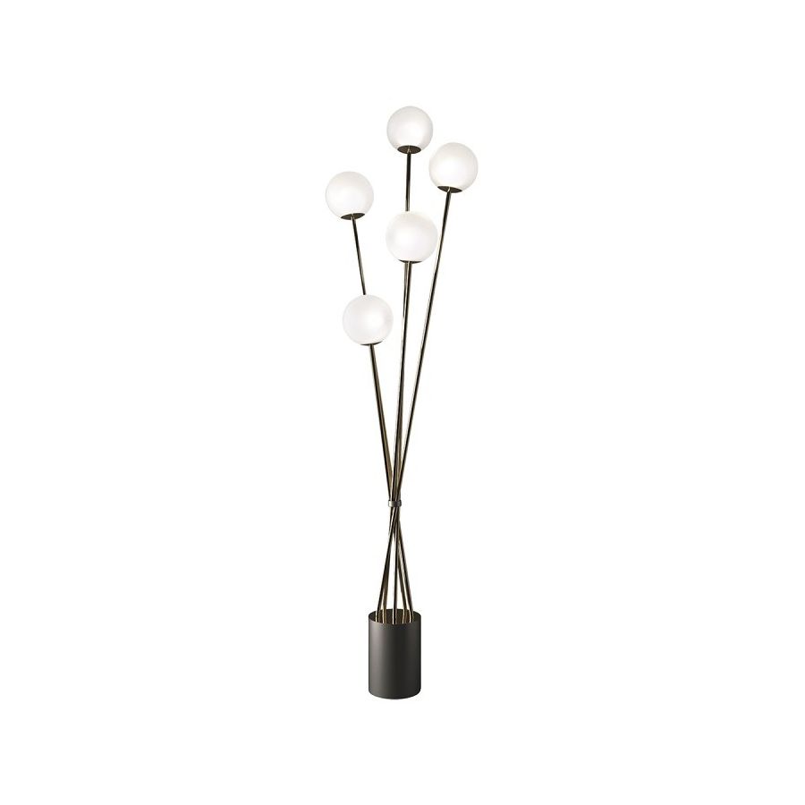 Floor lamp / Gold nickel – Anthracite finish / Satin glass / 5 lights
