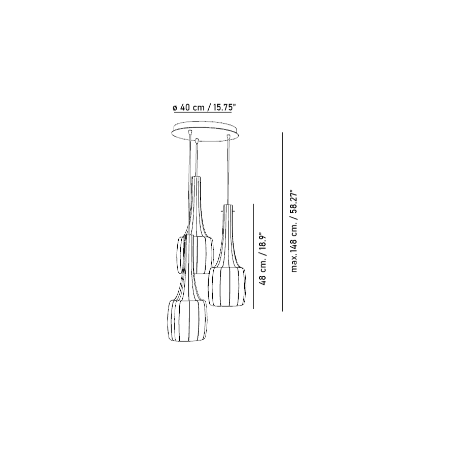 3 lights - Comp.A (cm.: 48 x 40 x 40 / inch.: 18.9" x 15.75" x 15.75")