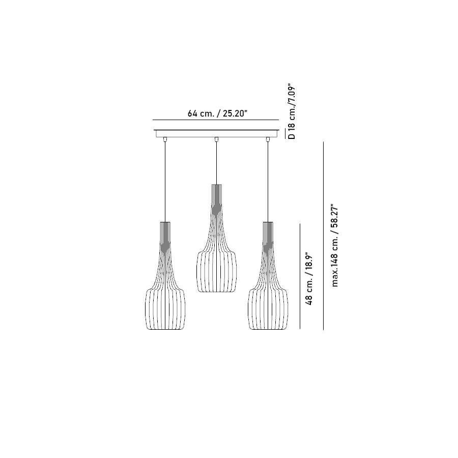 3 lights - Comp.B (cm.: 48 x 64 x 18 / inch.: 18.9" x 25.20" x 7.09")
