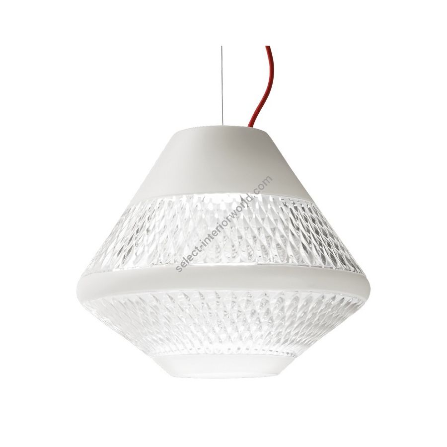 Pendant lamp / Transparent - White  finish with Chrome details