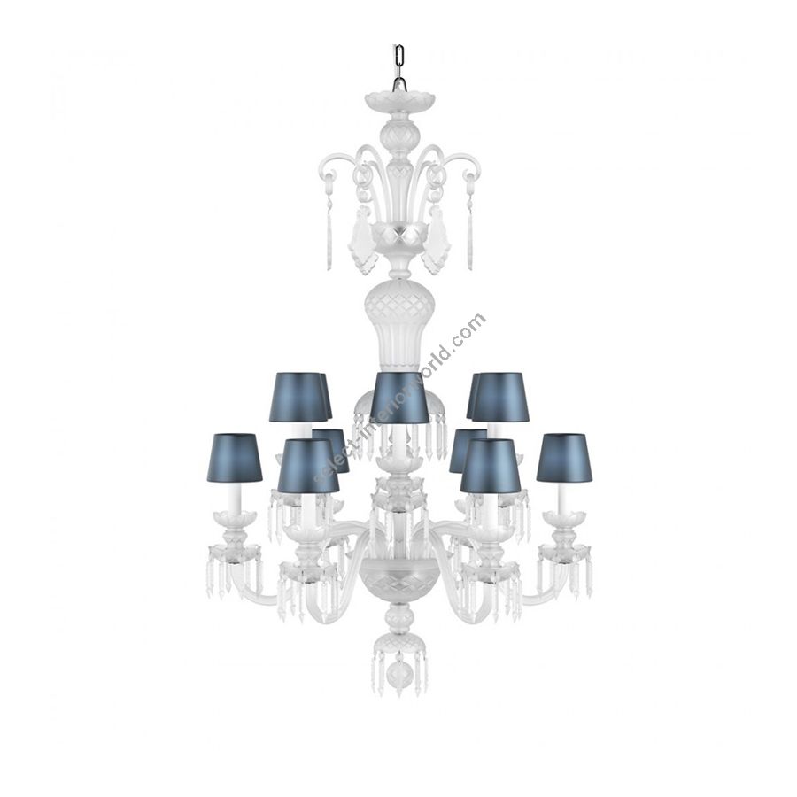 Chandelier / Blue Silk lampshades / Size - cm.: H 134 x W 84 / inch.: H 52.7" x W 33" (S)