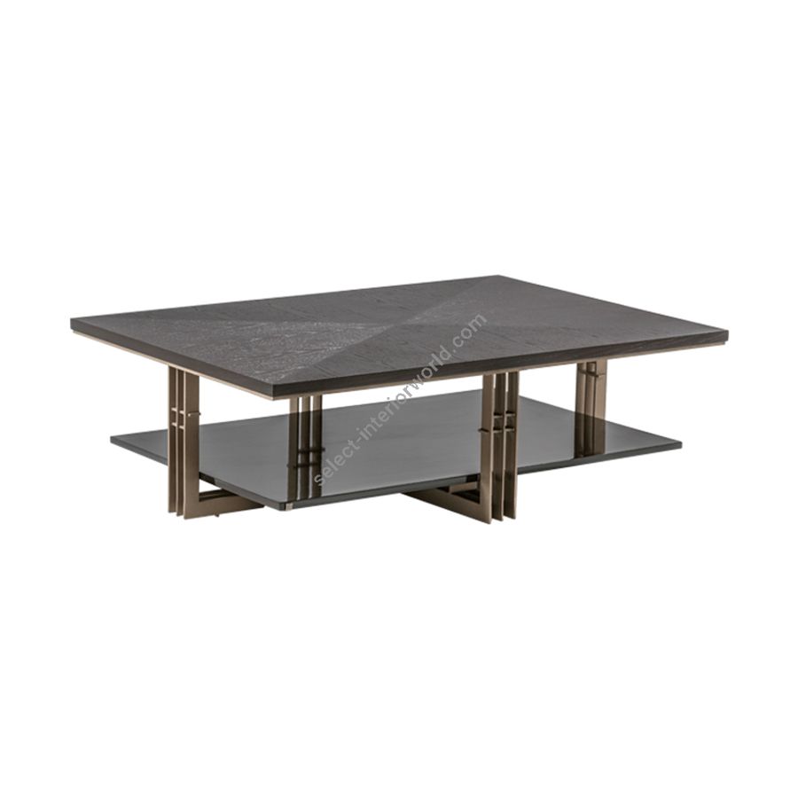Bronze metal / Grafito High Gloss base / Charcoal wood top