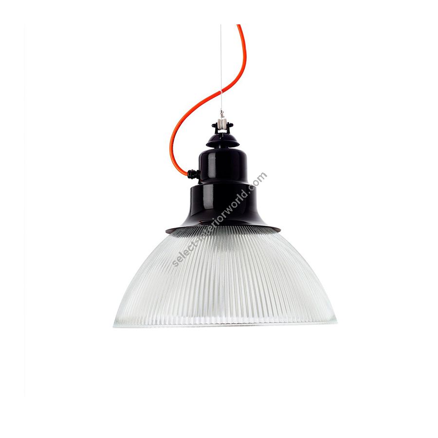 Suspension Lamp / Jet black finish / Orange rayon cable