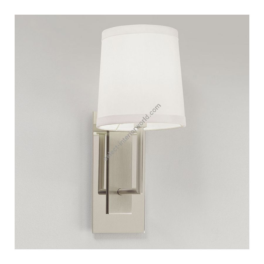Sconce, wall lamp, Polished nickel / Satin nickel combo finishes, Oyster Linen lampshade
