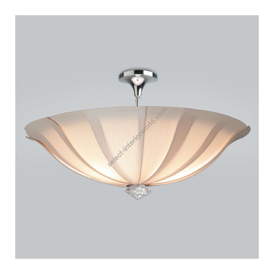 Satin Nickel finish, Biscotti Silk lampshade (cm.: 34.3 x 76.2 x 76.2 / inch.: 13" x 30" x 30")