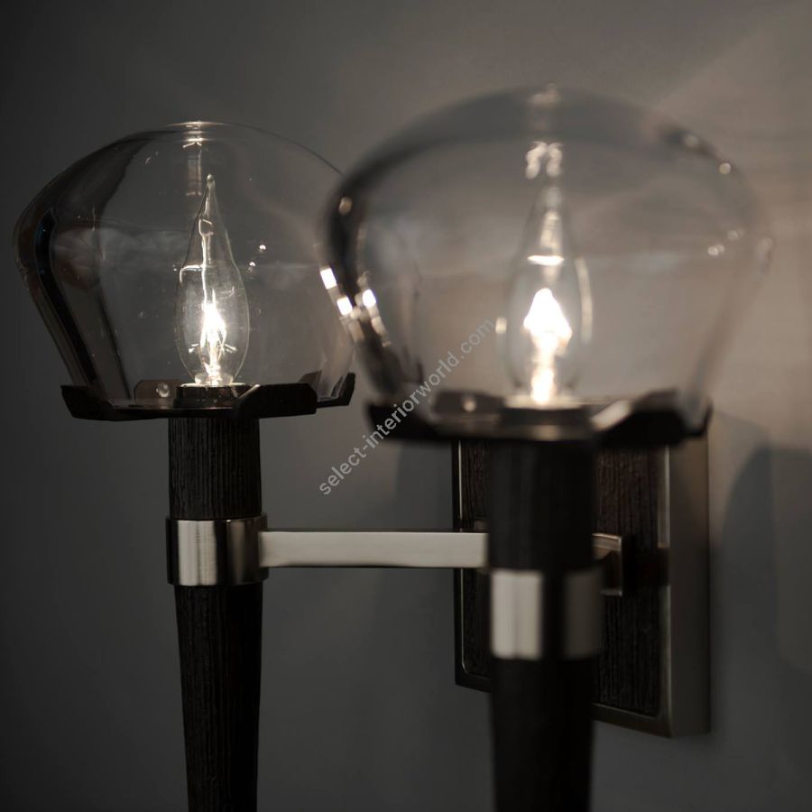 Wall Sconce Double / Glass: Clear / Finish - Textured Parts: Blackened Brass / Machined Parts: Satin Nickel