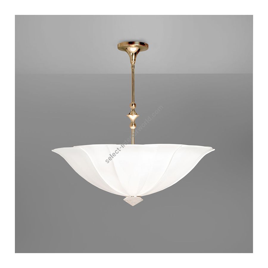 Polished Brass finish / White linen lampshade