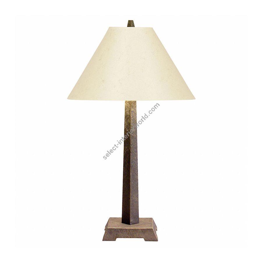 Natural patina finish / White linen lamp shade