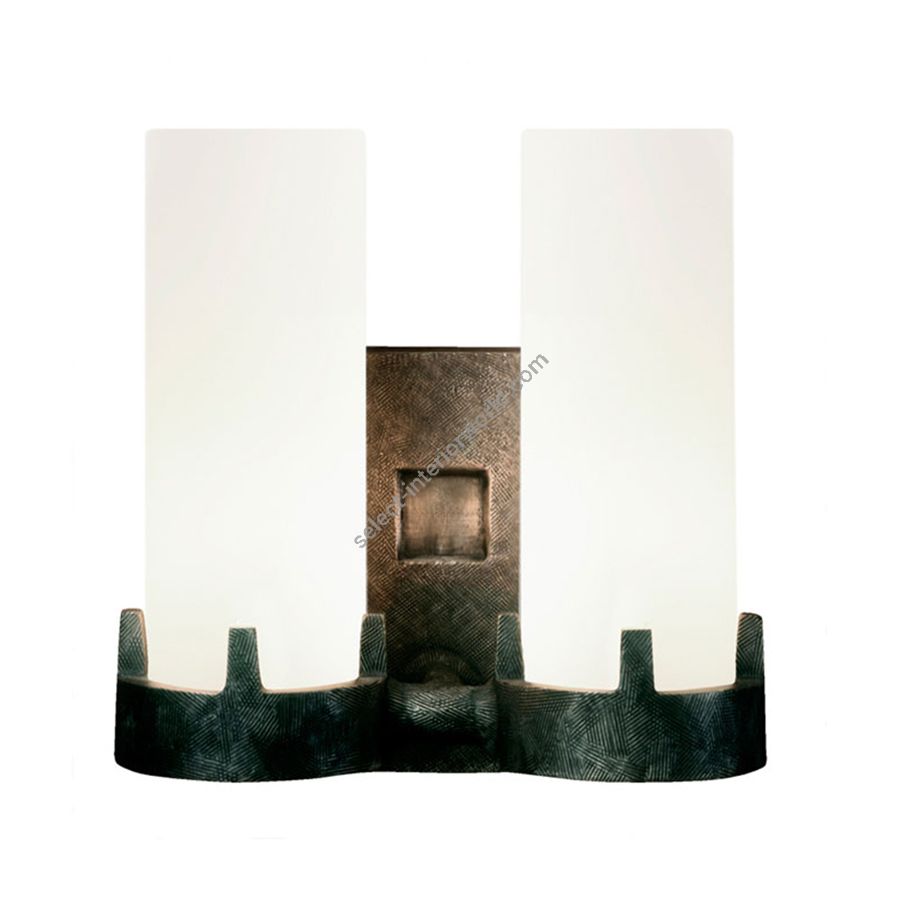 Natural patina finish / 2 lights (cm.: 22.86 x 24.13 x 13.97 / inch.: 9" x 9.5" x 5.5")