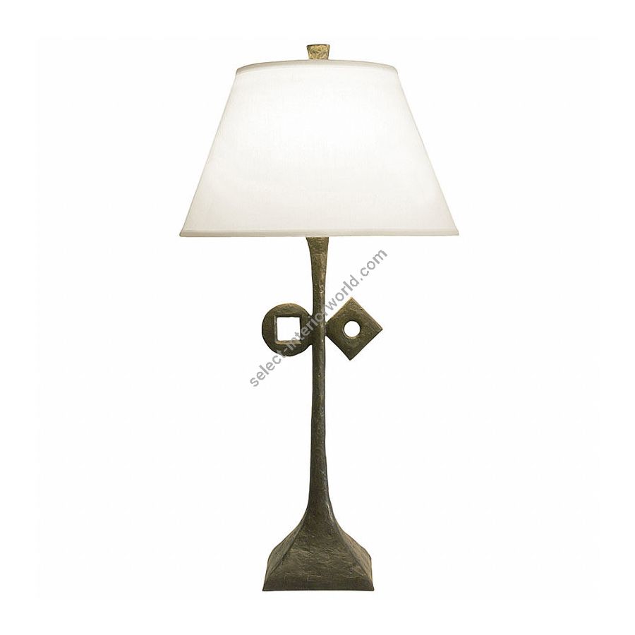 Natural patina finish / White linen lamp shade / With symbol