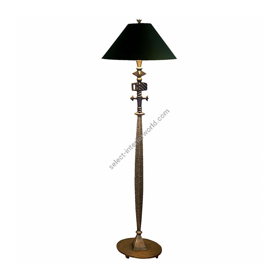 Natural patina finish / Black with gold liner lamp shade
