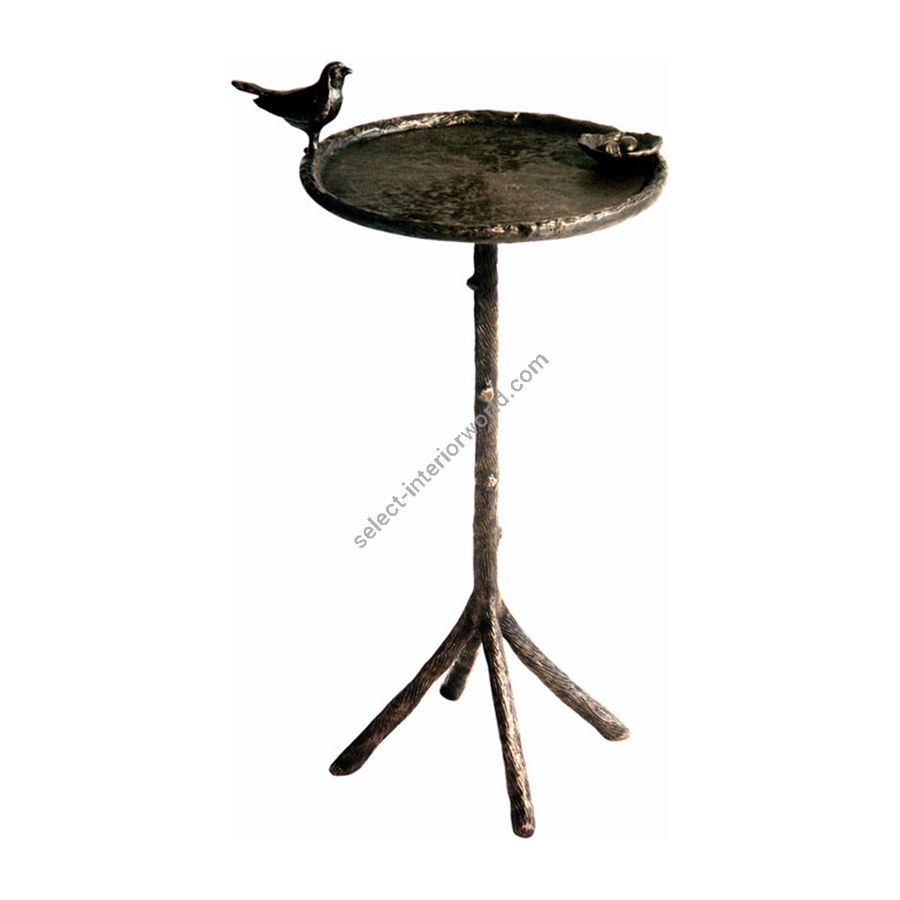 Natural patina finish / Top with bird and nest / cm.: 63.5 x 30.48 x 30.48 / inch.: 25” x 12” x 12”