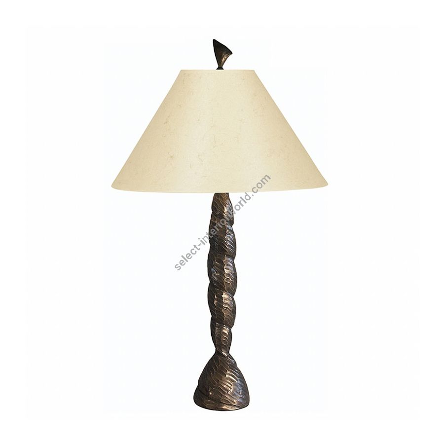 Natural patina finish / Ivory paper lamp shade