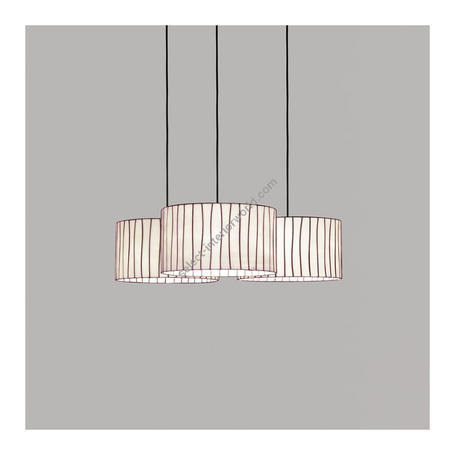 White lampshade / Black cable / 3 lights (cm.: 250 (H1/18+H2/232) x 75 x 75 / inch.: 98.4" (H1/7.1"+H2/91.3) x 29.5" x 29.5")