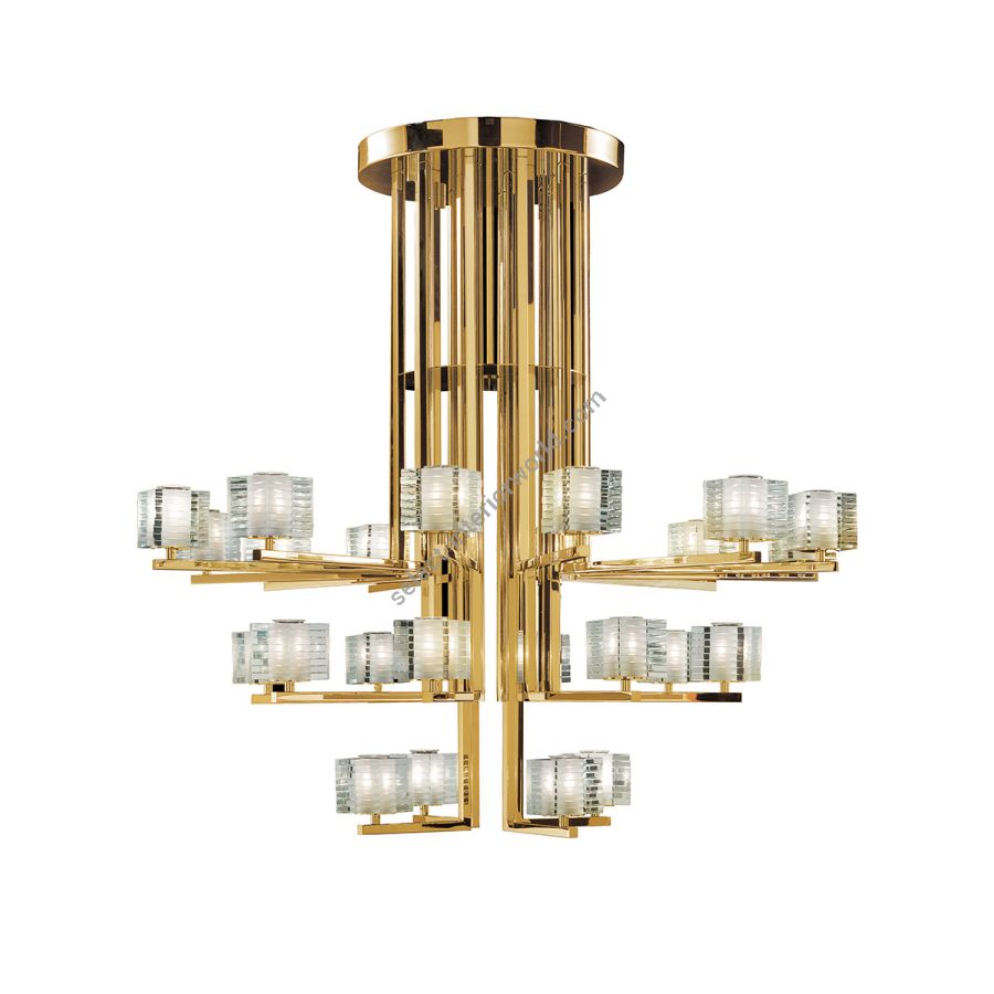 Elegant chandelier / Gold finish / 24 lights (cm.: 102 x 108 x 108 / inch.: 40.1" x 42.5" x 42.5")