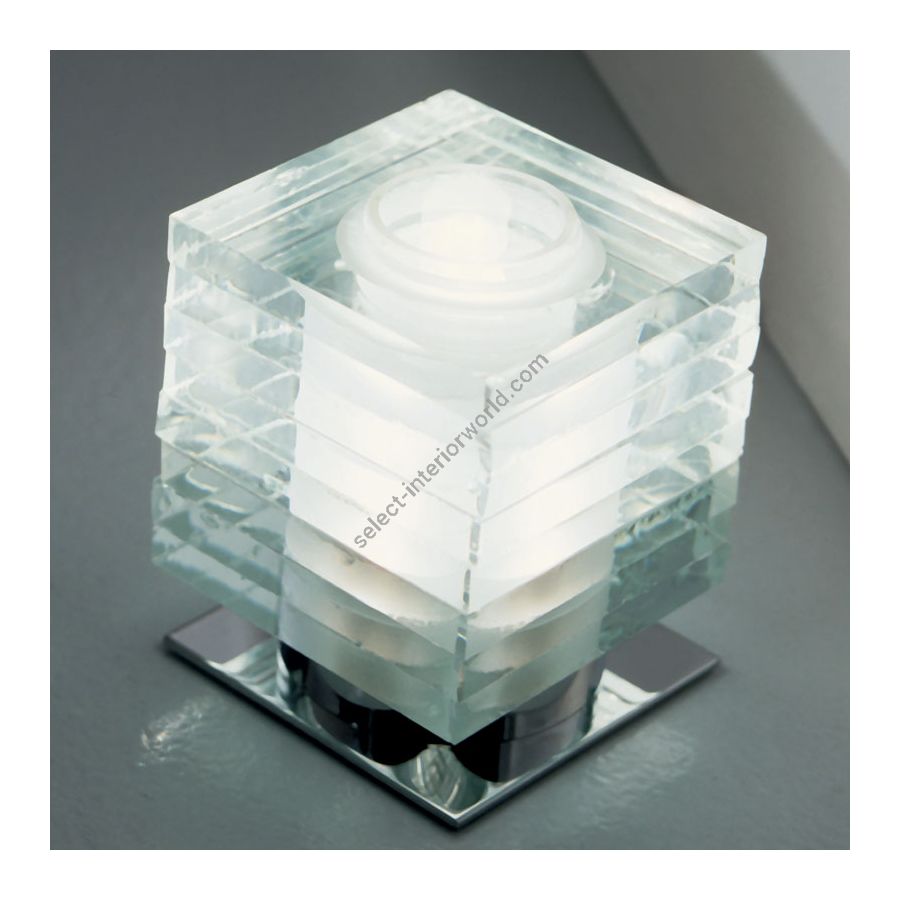 Small table lamp / Chrome finish / Clear glass / Transparent cable