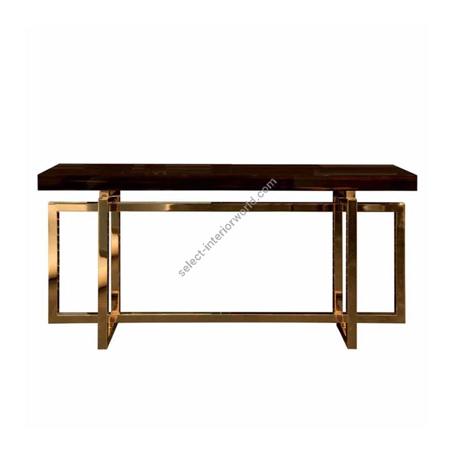 Finish Gloss brass plated metal base, Top Makassar ebony