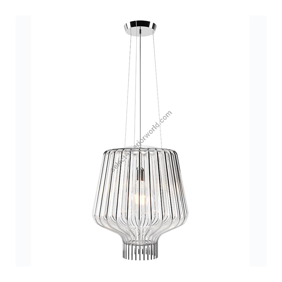 Chrome finish, transparent glass lamp