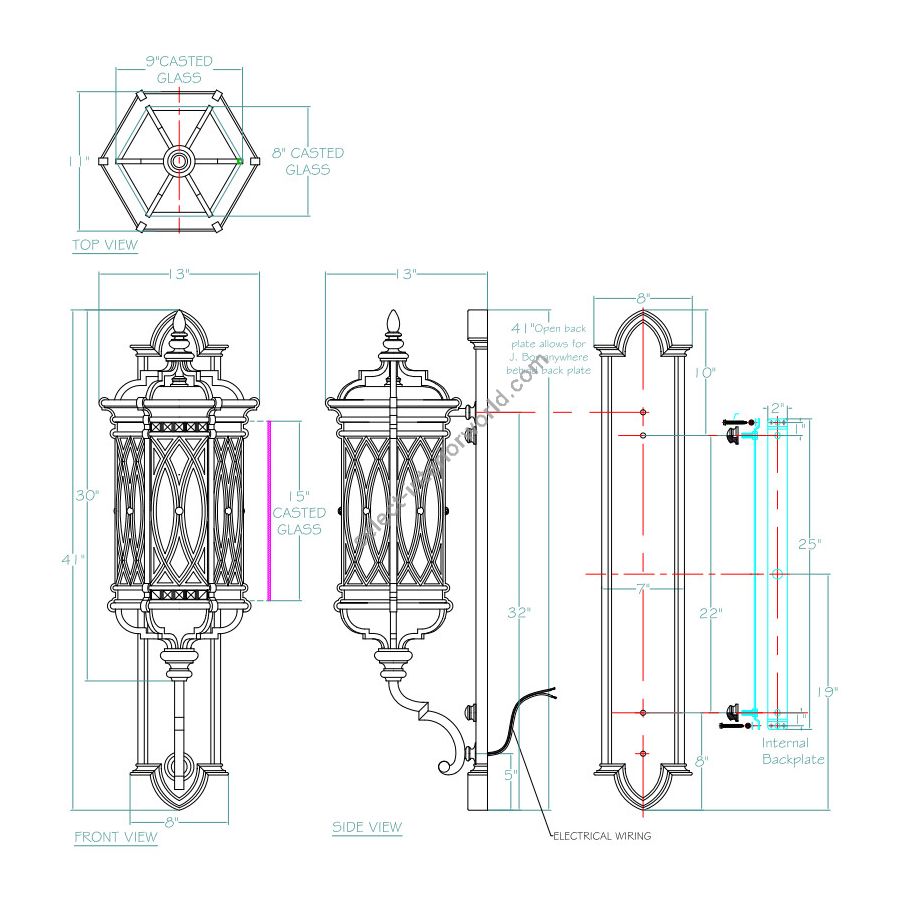 41″ Black - 612081 > 41” H x 13” W x 13” D ( 104.14 cm x 33.02 cm x 33.02 cm )