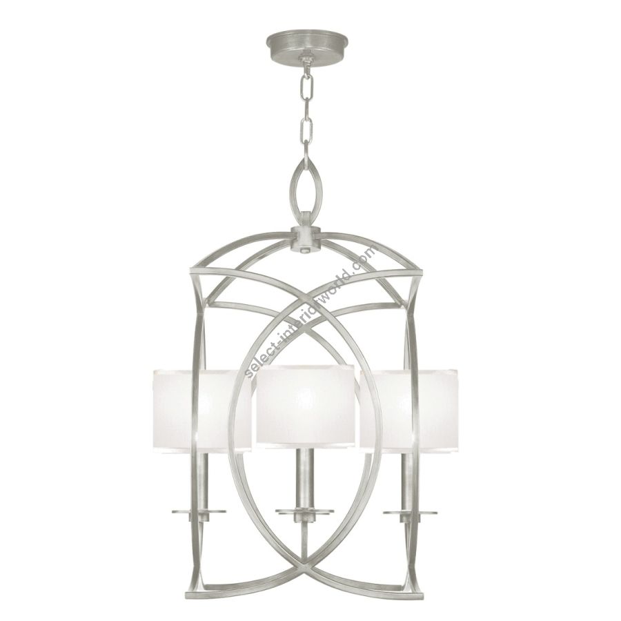 Silver Leaf / White Fabric Shades - 887740-41