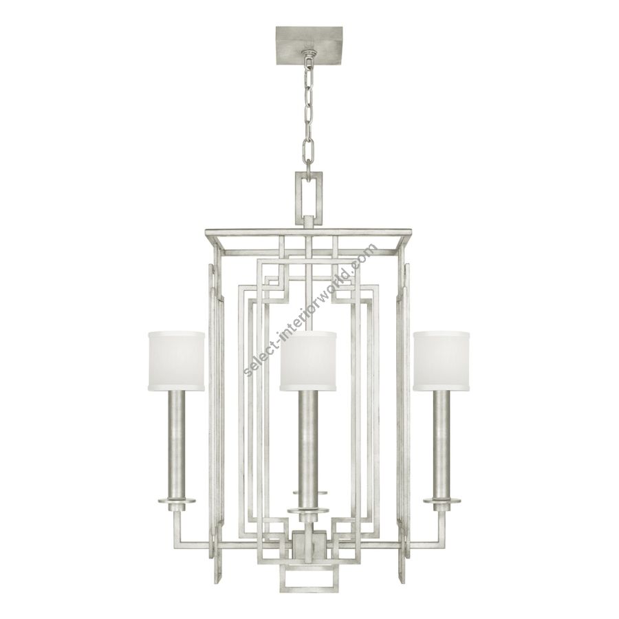 Silver Leaf / White Fabric Shades - 889040-41