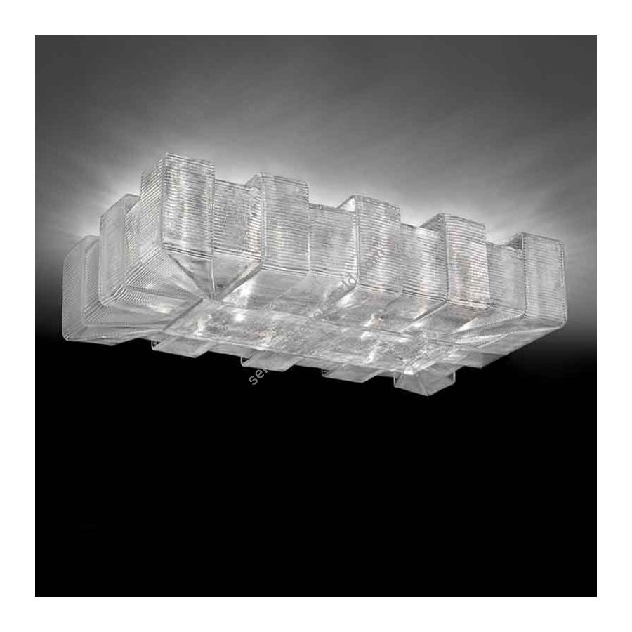 Chrome finish / Clear Overlap glass color / 8 lights (cm.: 30 x 100 x 55 / inch.: 11.81" x 39.37" x 21.65")