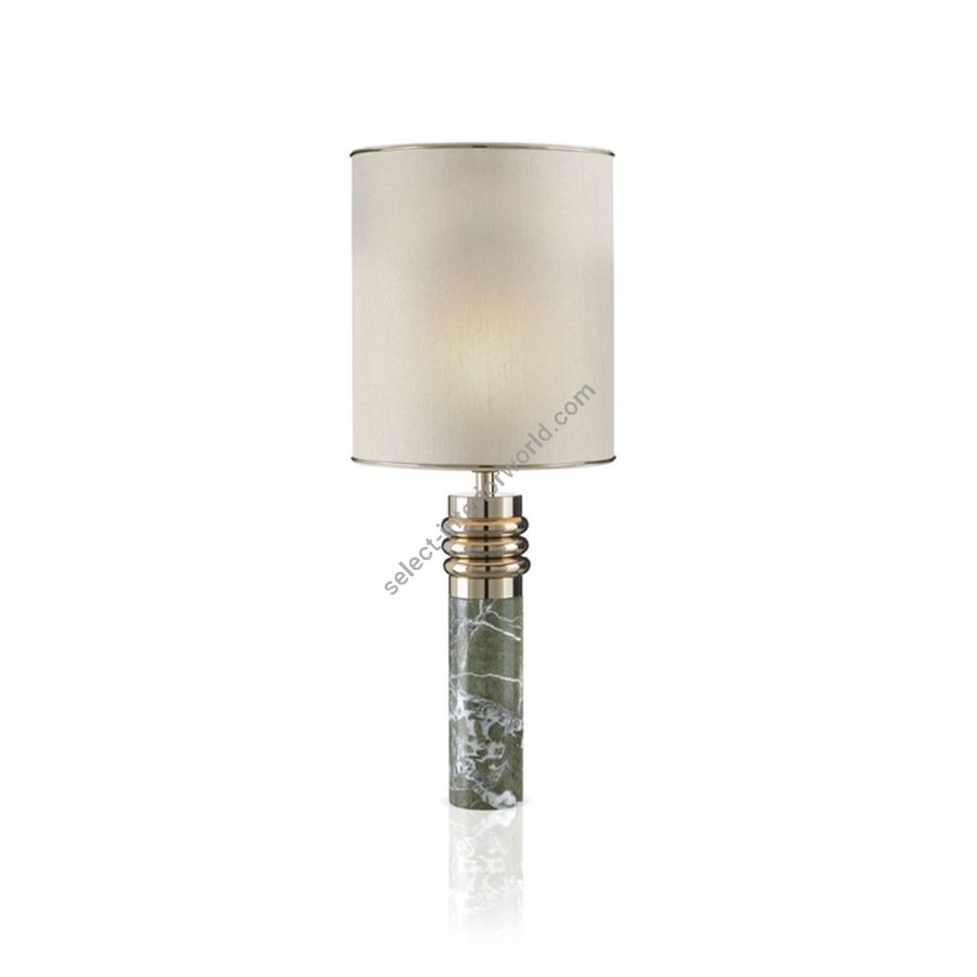Table lamp / Green Verde Alpi marble / Soft gold brass rings