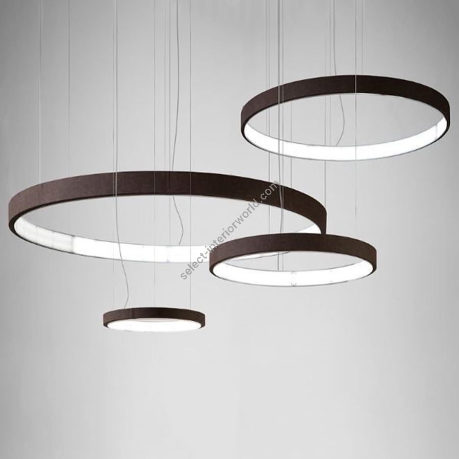 Luxury Modern large Chandelier of 4 rings / Polished Nickel finish with eco-leather
