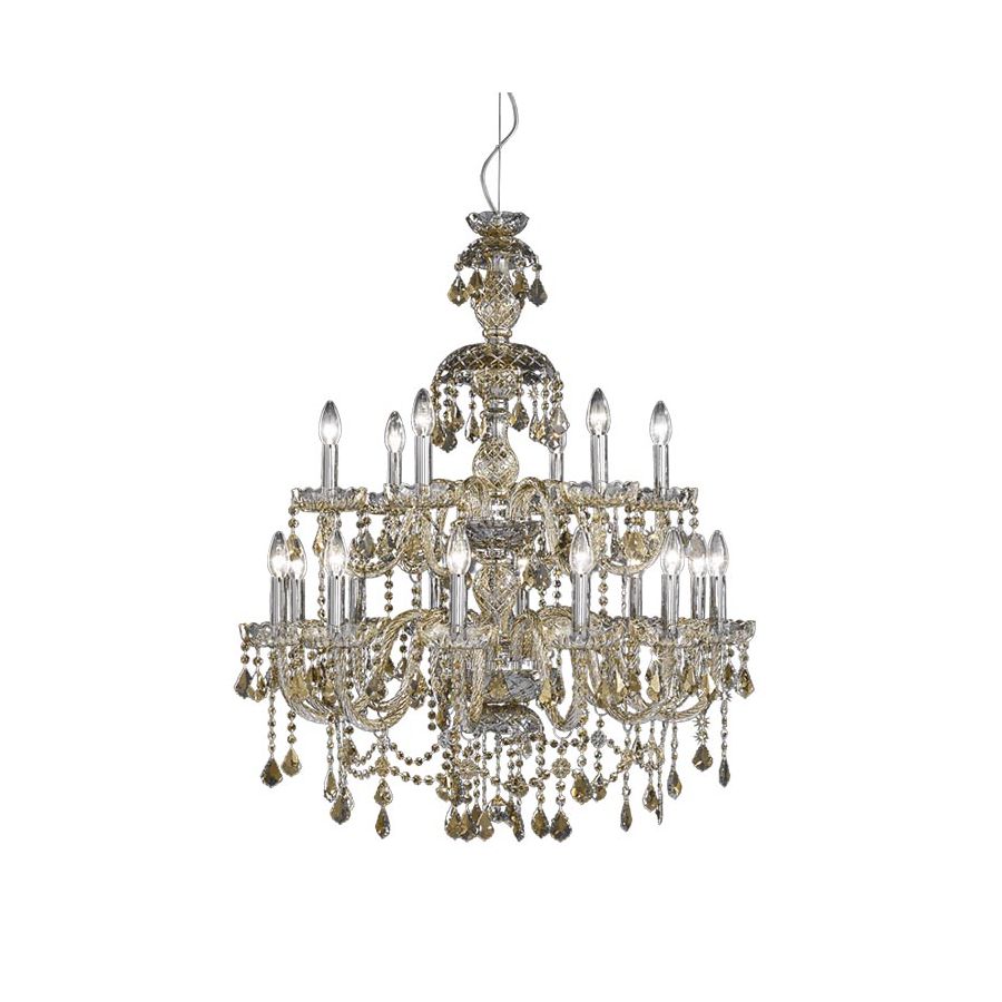Chandelier / Iron Grey finish / Teak glass / SW®E Golden Teak pendants / 18 lights (cm.: 205 x 85 x 85 / inch.: 80.71" x 33.46" x 33.46")