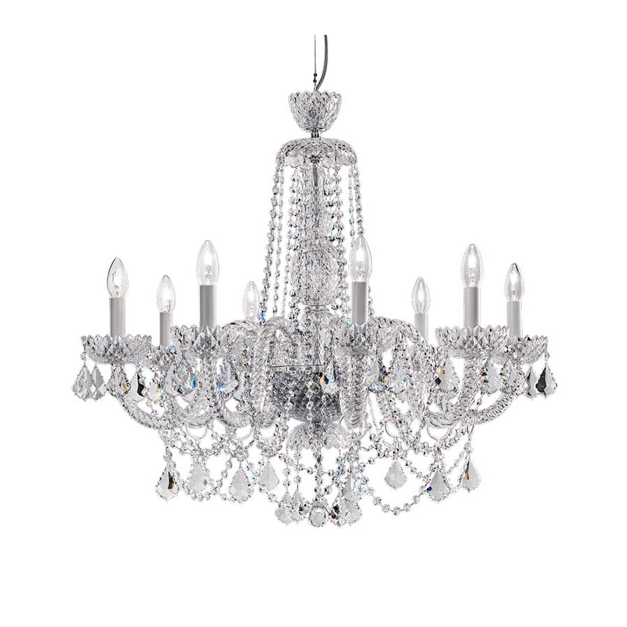 Chandelier / Chrome finish / Transparent glass / SW®E Transparent pendants / 8 lights (cm.: 175 x 82 x 82 / inch.: 68.90" x 32.28" x 32.28")