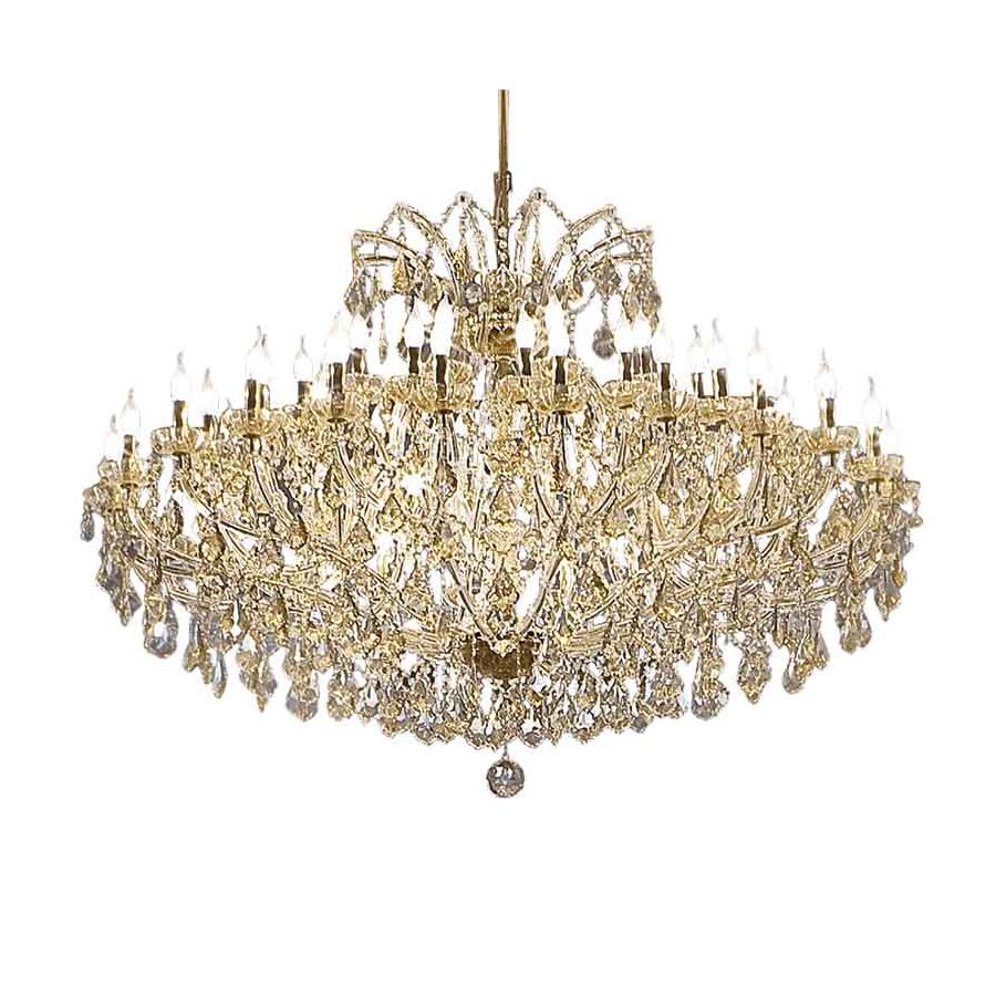 Chandelier / Shiny Gold finish / Topaz glass / Crystal pendants / 54 lights (cm.: 210 x 160 x 160 / inch.: 82.68" x 62.99" x 62.99")