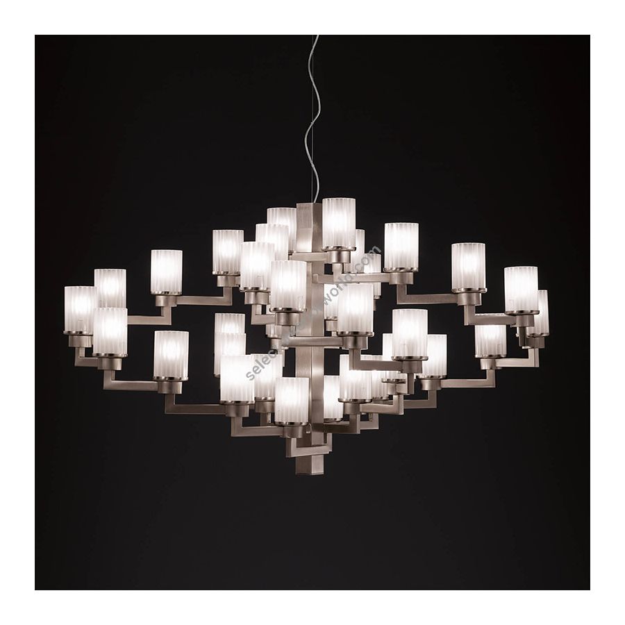 Chandelier / Brushed Chrome finish / Satin glass diffusers