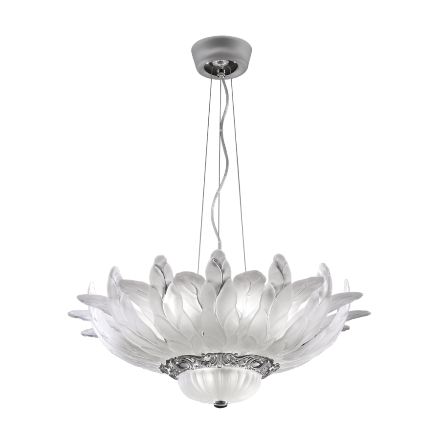 Pendant lamp / Shiny Nickel finish / Etched glass type